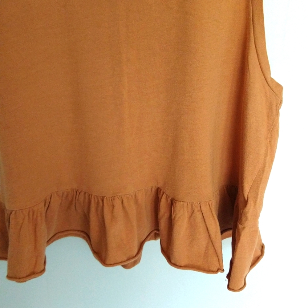 Wild Fable Brown Ruffle Hem Sleeveless Crop Top - Picture 4 of 6